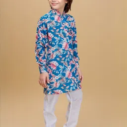 Ministitch Boys Floral Printed full Sleeves Regular Kurta & Pyjamas image 2