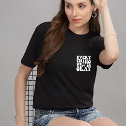 FALTU.CO Women Printed Drop-Shoulder Sleeves Pure Cotton T-shirt image 4