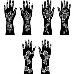 VOORKOMS Stunning Combo Mehndi Stencil Sticker Featuring Floral Lines For Function image 2