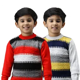 TRENDY WORLD Boys Pack of 2 Colourblocked Woollen Pullover-image-16