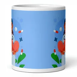 Mr UVD White & Blue Graphic Printed Ceramic Glossy Mug 350 ml image 5