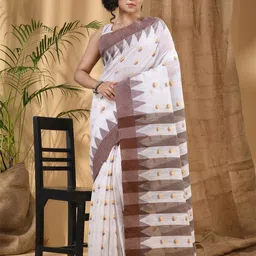 DESH BIDESH Woven Design Pure Cotton Taant Saree-image-23