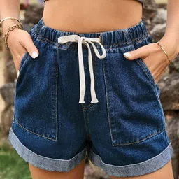 Oh Rare Women Regular Fit High-Rise Denim Shorts-image-76