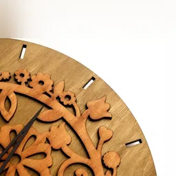 QEZNEF Brown Solid Geometric Traditional Wall Clock image 3
