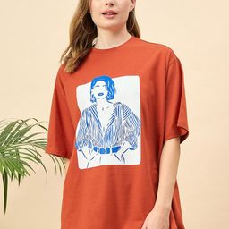 Mast & Harbour Women Printed Drop-Shoulder Sleeves T-shirt-picture-0
