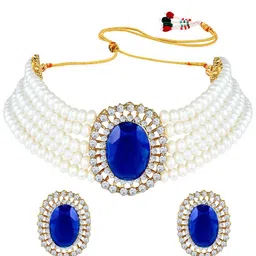 Peora Gold-Plated Crystals Studded & Artificial Beaded Jewellery Set image 4