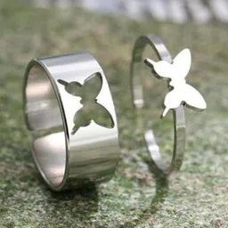 TheVineGirl Set Of 2 Silver-Plated Couple Finger Rings image 5