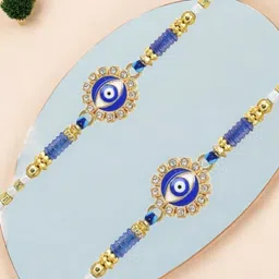 MEIRA JEWELLERY Set Of 2 Stones Studded And Beaded Thread Rakhis image 3