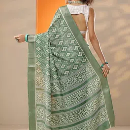 Libas Ethnic Motifs Printed Woven Design Border Saree With Blouse Piece image 5