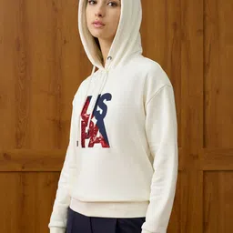 U.S. Polo Assn. Women Graphic Printed Hooded Long Sleeves Sweatshirt image 2