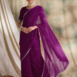 Sangria Embellished Saree With Blouse image 2