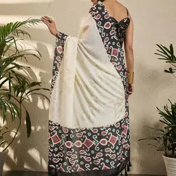 Mitera Floral Poly Georgette Pochampally Saree image 2