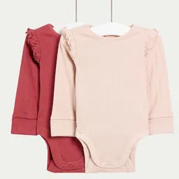 Marks & Spencer Set of 2 Pure Cotton Frill Long Sleeve Bodysuit-picture-11