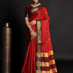 SILKWEAR Woven Design Zari Silk Cotton Ikat Saree-picture-32