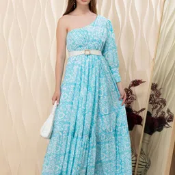 House of Abeena Women Floral Printed Cotton Flare Fit & Flare Maxi Dress-picture-20