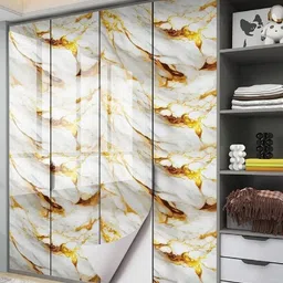 SEKHMET White & Gold-Toned Abstract Printed Wall Stickers-image-29