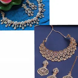 VATSALYA creation Rose Gold-Plated Artificial Stone Studded Jewellery Set-picture-29