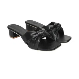 FAISHSTAR Black Synthetic Leather Open Back Square Toe Heels-picture-14