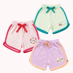 CERABI Girls Pack of 3 Typography Printed Regular Fit Mid-Rise Cotton Shorts-picture-26