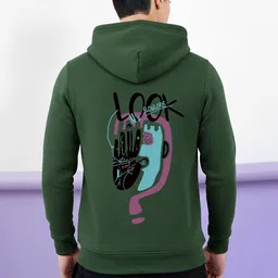 SLOWLORIS Men Printed Hooded Sweatshirt image 4