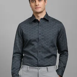 Louis Philippe Men Classic Slim Fit Spread Collar Floral Printed Cotton Formal Shirt-image-14