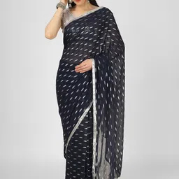MISS HAUTE Women Embellished Pure Georgette Saree-image-3