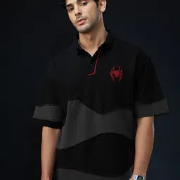 The Souled Store Oversized Spider-Man Miles Morales Colourblocked Pure Cotton T-Shirt-picture-14