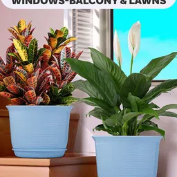 Kuber Industries Green & Blue 6 Pieces Durable Planters With Plate image 5