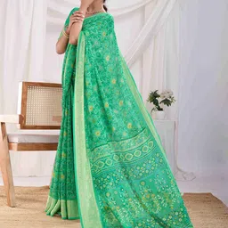 Mitera Floral Beads and Stones Pure Chiffon Ikat Saree-picture-13