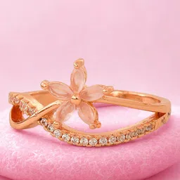 Nilu's Collection Rose Gold-Plated American Diamond-Studded Adjustable Finger Ring-picture-35