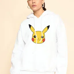 BRIEF CHICKADE Women Pikachu Printed Hooded Long Sleeves Pullover Sweatshirt-image-25