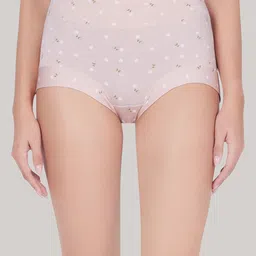PLUMBURY Floral Printed Full Coverage Plus Size Hipster Briefs PL-PANTY-6058-PEACH-L image 1
