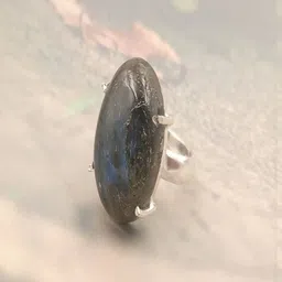 Shrim jewels German Silver Labrodorite Studded Adjustable Oxidised Finger Ring-image-19
