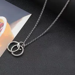 MEENAZ Silver-Plated Circular Pendants with Chains image 3