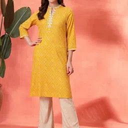 Nayam By Lakshita Bandhani Printed Mandarin Collar Straight Kurta-picture-34