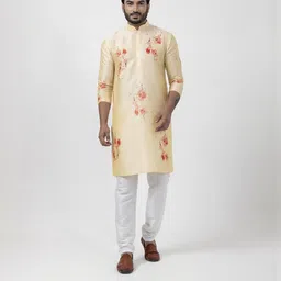 PulseIQ Men Beige Kurtas image 5