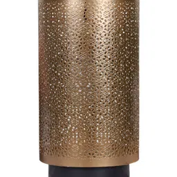 Devansh Gold-Toned Textured Metal Traditional Cylindrical Shaped Table Lamp image 5