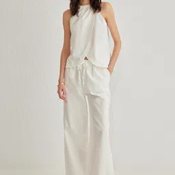 Trendyol Halter Neck Pure Cotton Top With Trouser-picture-7