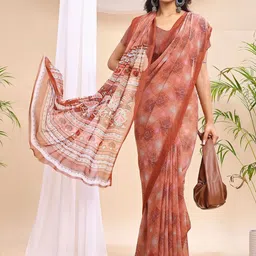 Leelavati Ethnic Motifs Printed Pure Chiffon Designer Saree image 3