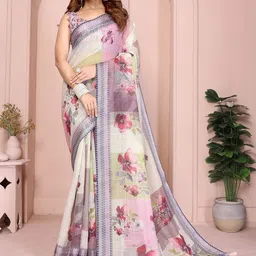 AG TEXTILE Floral Art Silk Saree-image-82