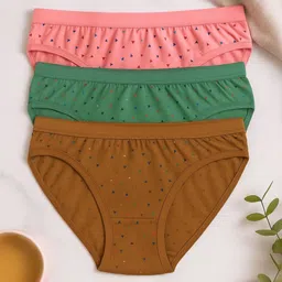 FiveFlag Pack Of 3 Printed Pure Combed Cotton Mid-Rise Antibacterial Hipster Briefs-picture-29