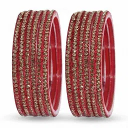 Shasmi Set Of 12 Gold-Plated & Red Glass Zircon Bangle image 2