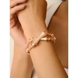 METALM 925 Silver Adjustable Cuff Bangle In Rose Gold Finish image 1