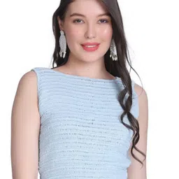 NYCRA Women Self Design Round Neck Cotton Crochet Tank Crop Top-image-33