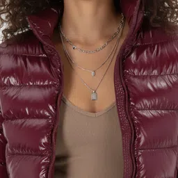 glitchez Mock Collar Crop PU Coated Puffer Jacket image 2
