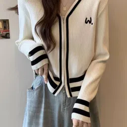 KPOP Women Typography Open Front Jacket image 3