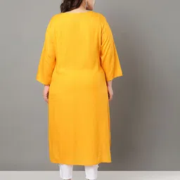 Sztori Plus Size Geometric Embroidered Mirror Work Straight Kurta image 5