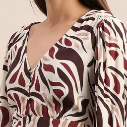 Vero Moda Women Abstract Printed V-Neck A-Line Midi Dress image 2