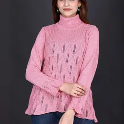KNITZY Woollen Self Design High Neck Long Sleeves Top-picture-18
