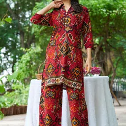 KALINI Women Printed Moti & Salli Work Detail Co-Ords-picture-19